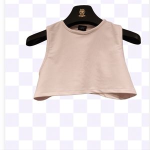 White crop ribbed costom made CROP Top.Size small.